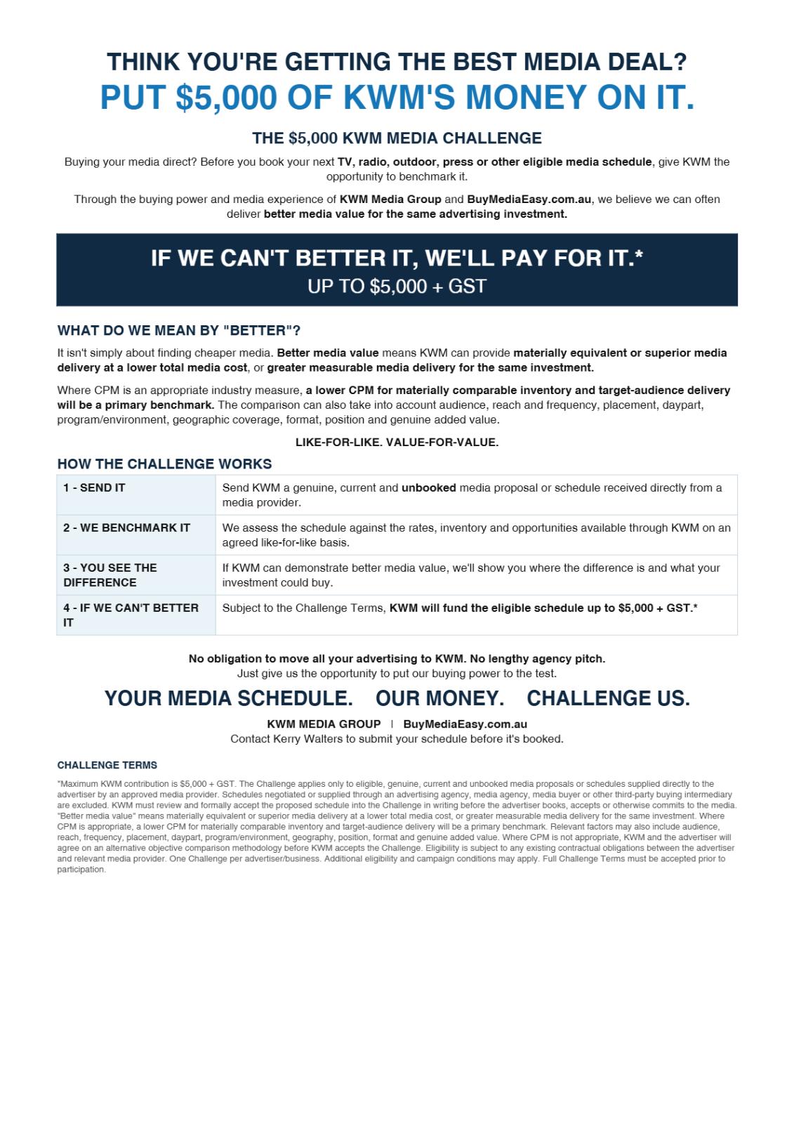 "KWM Marketing Alliance BME " will pay you $5,000 to advertise 